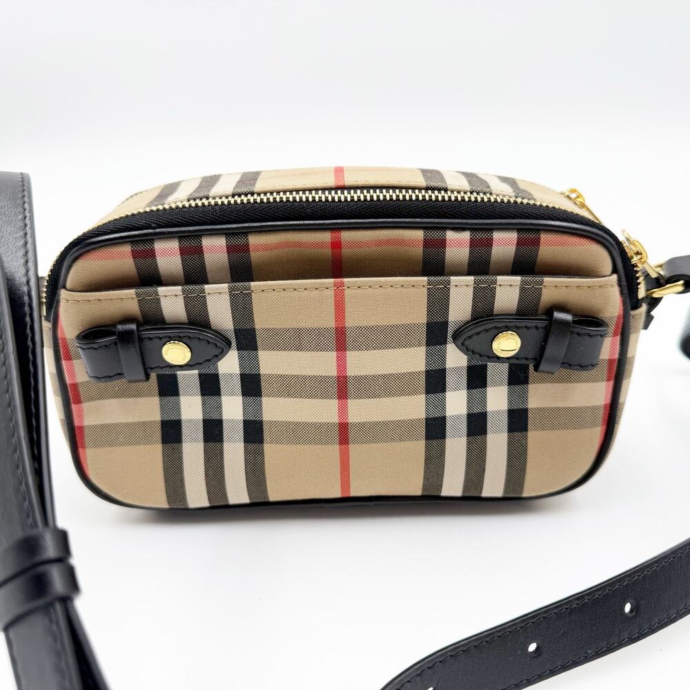 Burberry Vintage Check and Leather Mini Camera Bag Purse - Picture 5 of 15